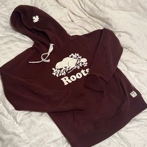 Roots Burgundy Hoodie with White Emblem